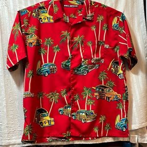 Box Office Island Red Hawaiian Shirt, Sz XL